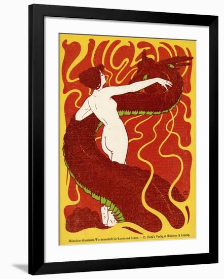 Jugend Front Cover, Naked Woman with Dragon-null-Framed Photographic Print