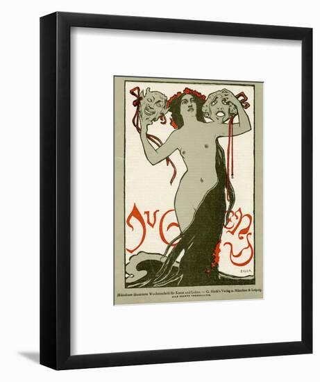 Jugend Front Cover, Naked Woman with Long Hair and Masks-null-Framed Photographic Print