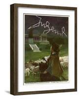 Jugend Front Cover, Young Boy with Sheep and Lightning-null-Framed Art Print