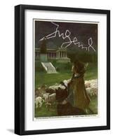 Jugend Front Cover, Young Boy with Sheep and Lightning-null-Framed Art Print