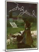Jugend Front Cover, Young Boy with Sheep and Lightning-null-Mounted Art Print