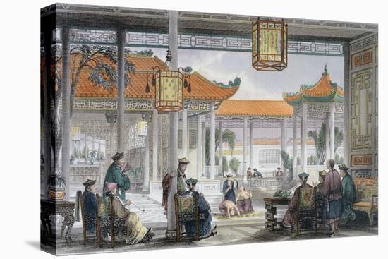 'Jugglers Exhibiting in the Court of a Mandarin's Palace', China, 1843-Thomas Allom-Stretched Canvas