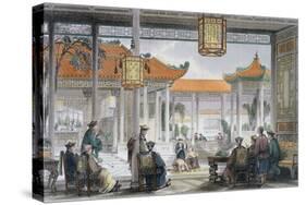 'Jugglers Exhibiting in the Court of a Mandarin's Palace', China, 1843-Thomas Allom-Stretched Canvas