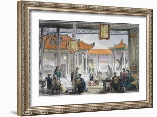 'Jugglers Exhibiting in the Court of a Mandarin's Palace', China, 1843-Thomas Allom-Framed Giclee Print