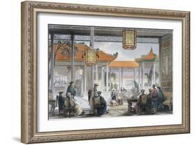 'Jugglers Exhibiting in the Court of a Mandarin's Palace', China, 1843-Thomas Allom-Framed Giclee Print