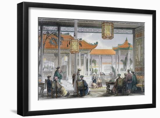 'Jugglers Exhibiting in the Court of a Mandarin's Palace', China, 1843-Thomas Allom-Framed Giclee Print