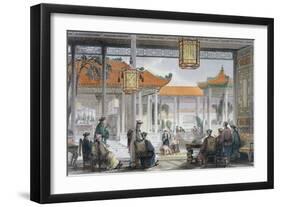 'Jugglers Exhibiting in the Court of a Mandarin's Palace', China, 1843-Thomas Allom-Framed Giclee Print