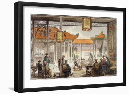 Jugglers Exhibiting in the Court of a Mandarin's Palace, 'China in a Series of Views' G.N. Wright-Thomas Allom-Framed Giclee Print