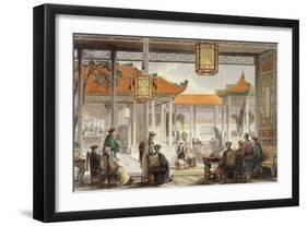 Jugglers Exhibiting in the Court of a Mandarin's Palace, 'China in a Series of Views' G.N. Wright-Thomas Allom-Framed Giclee Print