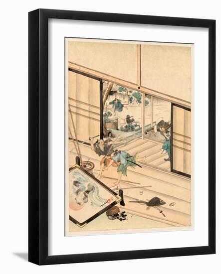 Juichidanme - Act Eleven of the Chushingura - Assualt on Kira Yoshinaka's Home - Pursuing the Guar-null-Framed Giclee Print