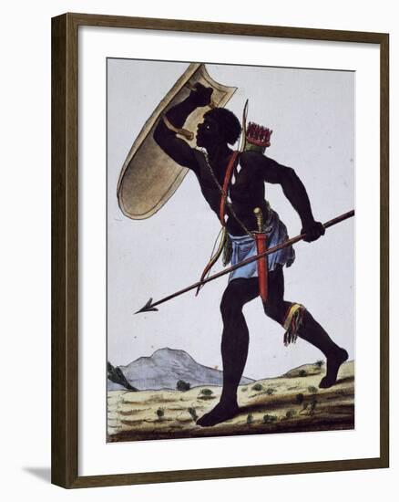 Juida Warrior, Africa, Engraving from Encyclopedia of Voyages, 1795-Jacques Grasset de Saint-Sauveur-Framed Giclee Print