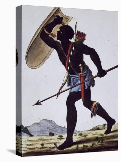 Juida Warrior, Africa, Engraving from Encyclopedia of Voyages, 1795-Jacques Grasset de Saint-Sauveur-Stretched Canvas