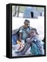 Jul'Hoan !Kung Bushman Boy and His Grandmother in their Village, Bushmanland, Namibia-Kim Walker-Framed Stretched Canvas