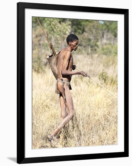 Jul'Hoan !Kung Bushman in Loin-Cloth on Hunter-Gatherer Expedition, Bushmanland, Namibia-Kim Walker-Framed Photographic Print