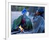 Jul'Hoan !Kung Bushman, Two Women Smoke around Fire in Village, Bushmanland, Namibia-Kim Walker-Framed Photographic Print