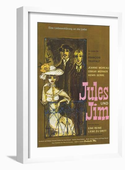 Jules and Jim, German Movie Poster, 1961-null-Framed Art Print