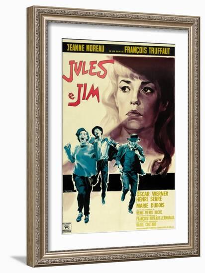 Jules and Jim, Italian Movie Poster, 1961-null-Framed Art Print