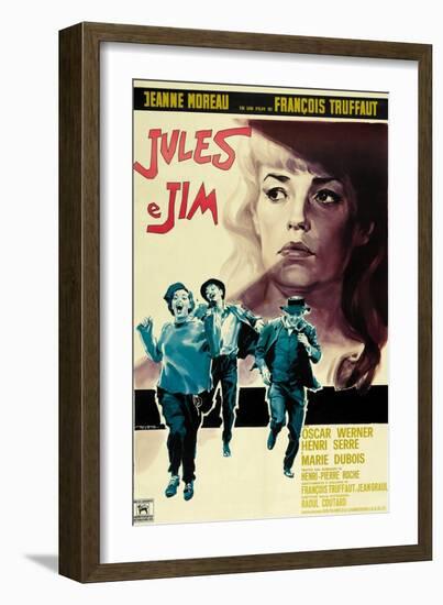 Jules and Jim, Italian Movie Poster, 1961-null-Framed Art Print