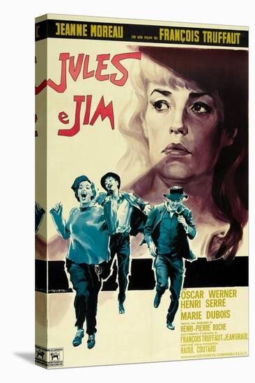 Jules and Jim, Italian Movie Poster, 1961-null-Stretched Canvas