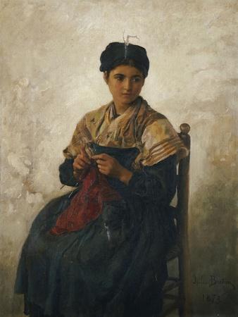 A Girl Knitting, 1873