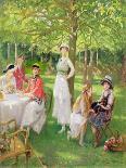 Tea in the Garden-Jules Cayron-Framed Stretched Canvas