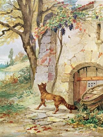 The Fox and the Grapes, Illustration For Fables by Jean de La Fontaine
