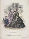 Two Women and a Child with a Dog Wearing the Latest Fashions, 1860-Jules David-Giclee Print