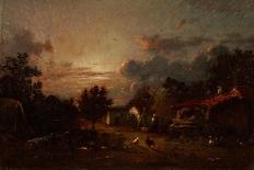 Village Scene, Sunset, C.1870-Jules Dupre-Framed Giclee Print