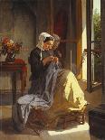 A Woman Sewing by an Open Window-Jules Trayer-Framed Giclee Print