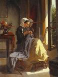 A Woman Sewing by an Open Window-Jules Trayer-Giclee Print