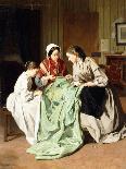 Ladies Sewing (Oil on Panel)-Jules Trayer-Giclee Print