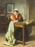 Ladies Sewing (Oil on Panel)-Jules Trayer-Giclee Print