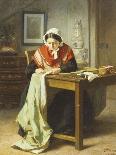 A Woman Sewing by an Open Window-Jules Trayer-Mounted Giclee Print