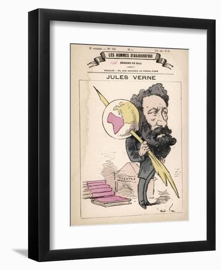 Jules Verne French Science Fiction Writer-Andr? Gill-Framed Photographic Print