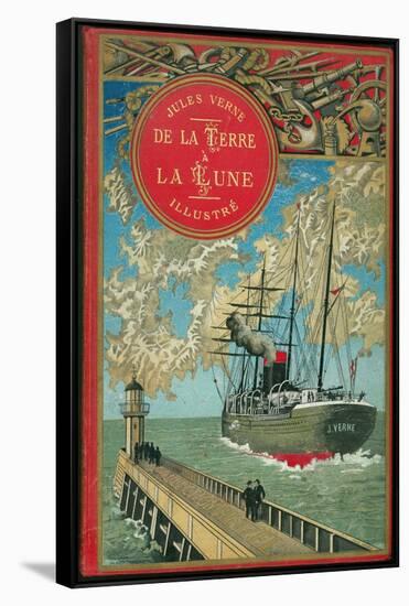 Jules Verne, "From the Earth to the Moon", Cover-Jules Verne-Framed Stretched Canvas