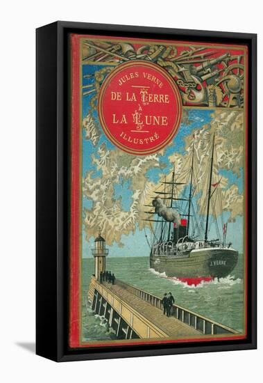 Jules Verne, "From the Earth to the Moon", Cover-Jules Verne-Framed Stretched Canvas