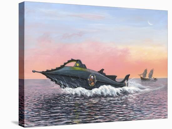 Jules Verne's Nautilus Submarine, Artwork-Richard Bizley-Stretched Canvas