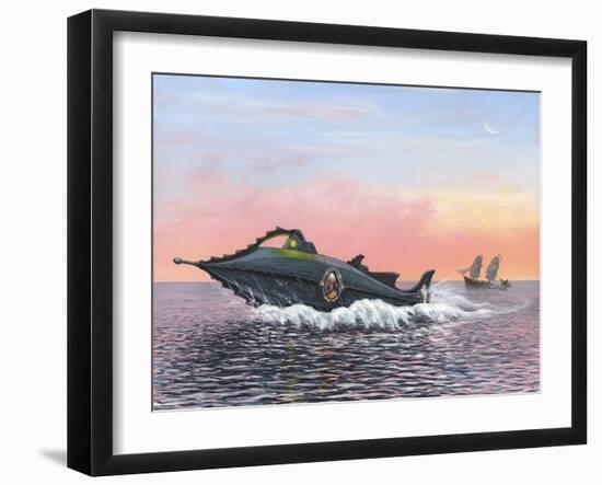 Jules Verne's Nautilus Submarine, Artwork-Richard Bizley-Framed Premium Photographic Print