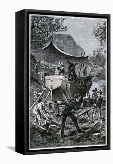 Jules Verne, "Two Years Holiday", Illustration-Jules Verne-Framed Stretched Canvas