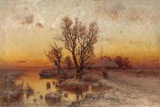Sunset over a Ukrainian Hamlet, 1915-Juli Julievich Klever-Giclee Print