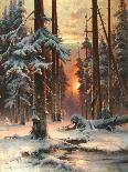 Winter Sunset in the Fir Forest, 1889-Juli Julievich Klever-Giclee Print