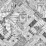 Abstract Striped Textured Geometric Tribal Seamless Pattern.-Julia Snegireva-Mounted Art Print