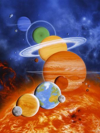 Artwork of Sun And Planets of Solar System