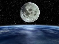 Computer Artwork of Full Moon Over Earth's Limb-Julian Baum-Photographic Print