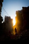 Rays of early evening sun on the dusty streets of Thamel after earthquake, Kathmandu, Nepal, Asia-Julian Bound-Photographic Print