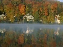 Large Houses Beside Lake Flower at Saranac Lake Town in Early Morning, New York State, USA-Julian Pottage-Photographic Print