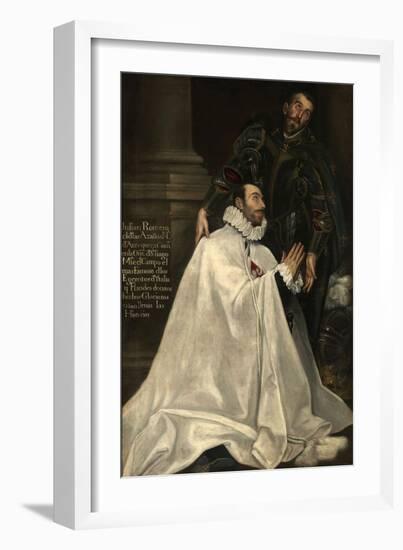 Julián Romero and His Patron Saint, 1612-1618-El Greco-Framed Giclee Print