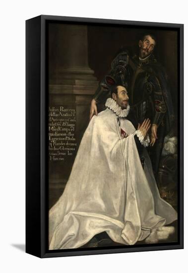 Julián Romero and His Patron Saint, 1612-1618-El Greco-Framed Stretched Canvas