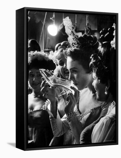 Julie Andrews Taking a Sip from the Glass Slipper During the TV Production of Cinderella-Gordon Parks-Framed Stretched Canvas