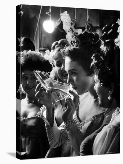 Julie Andrews Taking a Sip from the Glass Slipper During the TV Production of Cinderella-Gordon Parks-Stretched Canvas